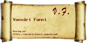 Vasvári Fanni névjegykártya